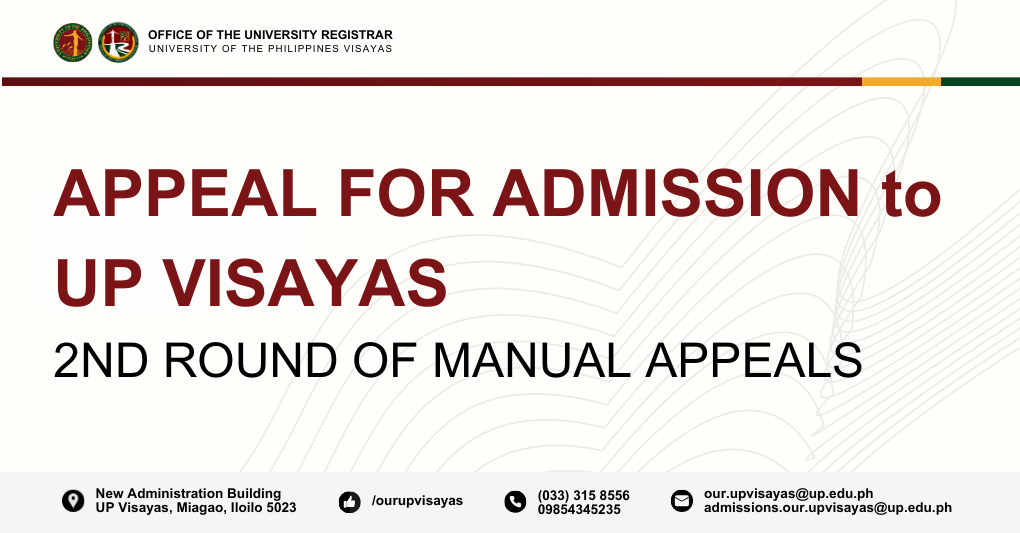 Manual Appeal (2nd Round) for UP Visayas Admission (AY 2026–2027)